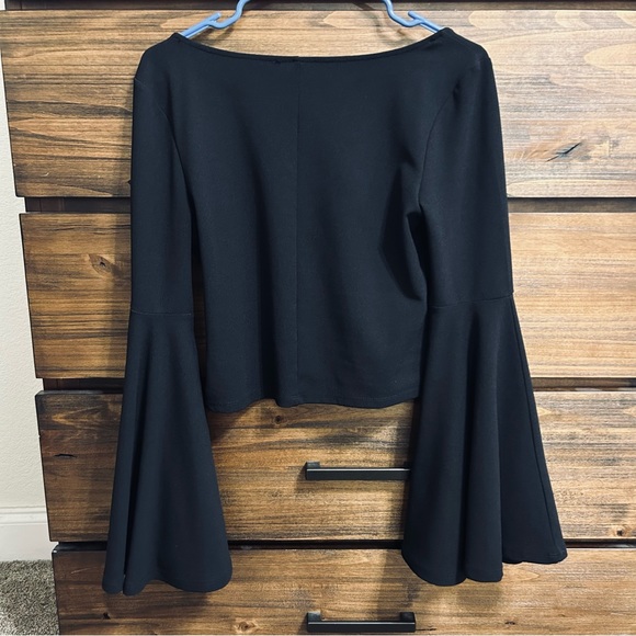 Black Zara Top Flared Sleeve - Picture 4 of 4
